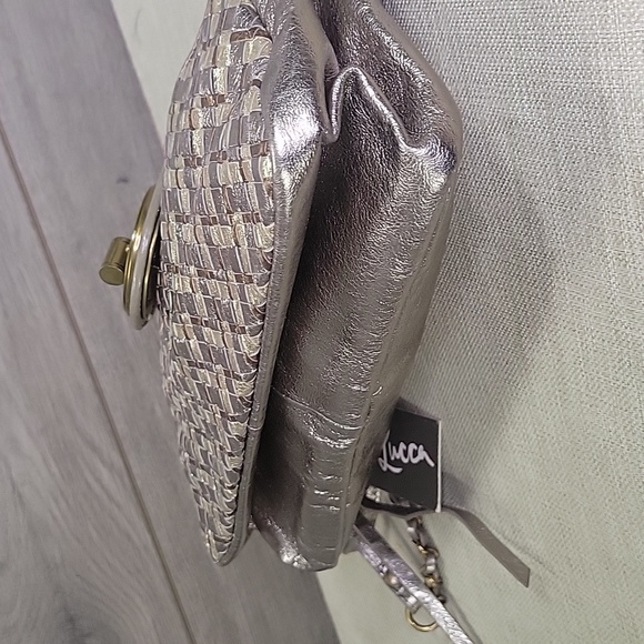 Elliott Lucca 3 way Demi Metallic Woven Leather Crossbody Shoulder Bag - Picture 9 of 15